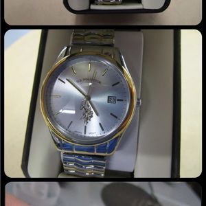 New Old Stock US Polo Calendar Men's Quartz Watch Silver & Gold Tone